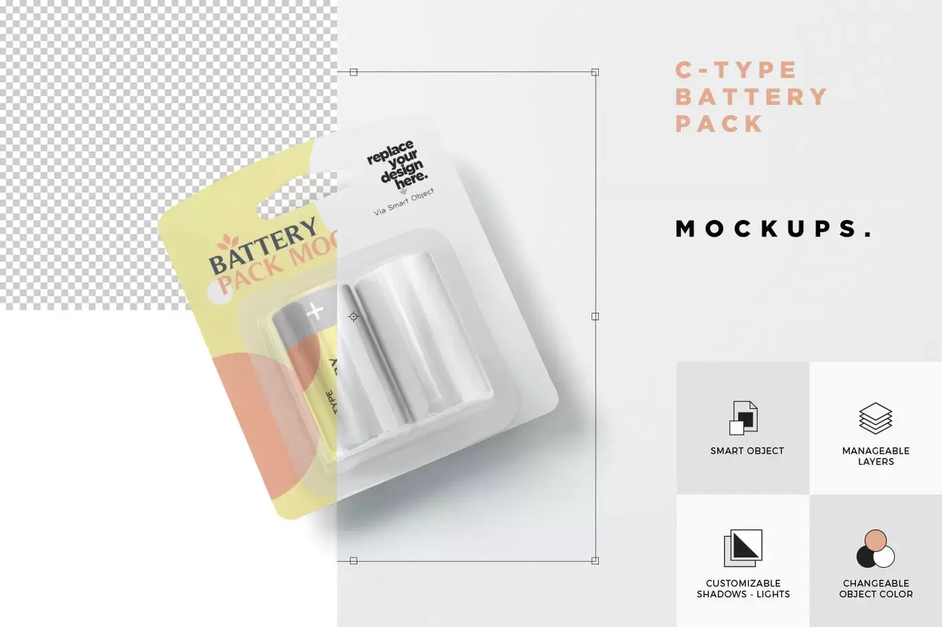 高品质的C型电池包装设计VI样机展示模型mockups免费下载插图2