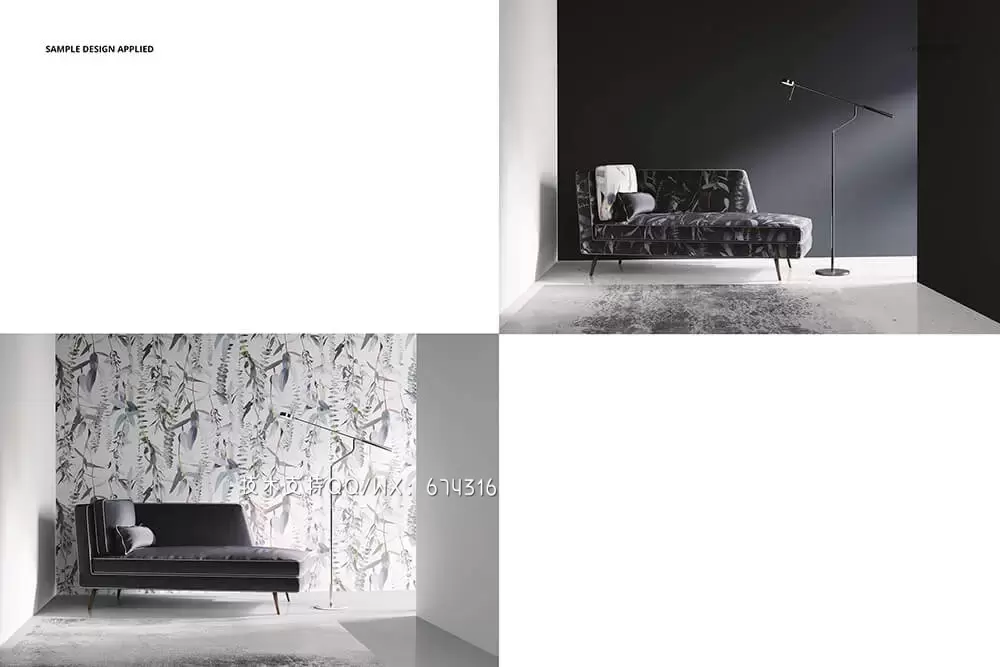 沙发&墙壁图案展示室内场景样机 (psd)免费下载插图4