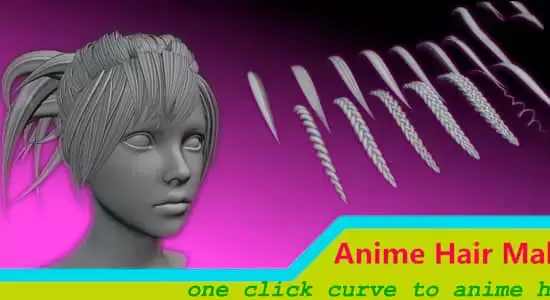 Blender插件-动漫风格头发制作生成器 Anime Hair Maker V1.5.33插图