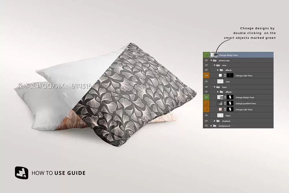 棉质枕头套图案设计样机 (psd)免费下载插图10