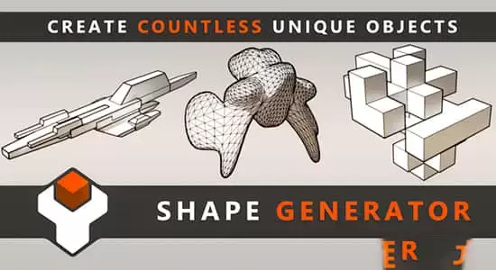 快速创建无限多种独特的三维模型对象Blender插件 Shape Generator V1.7.14