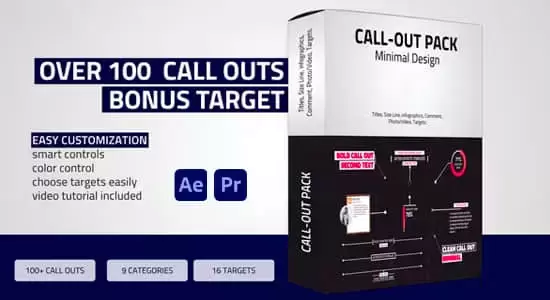 AE/PR模板-100组现代呼出线条文字标题介绍展示动画(含原版音乐) Call-Outs Pack插图
