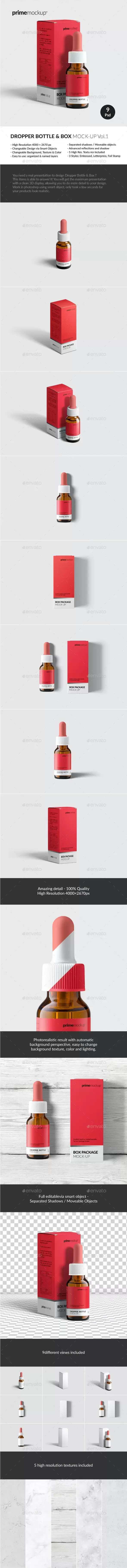 药物滴管瓶和纸盒包装样机套装[1.21GB,PSD]免费下载插图