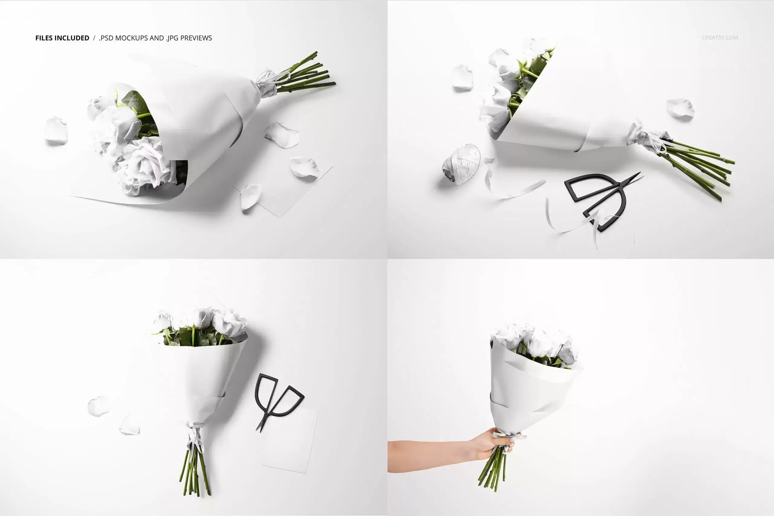 玫瑰花束包装纸图案设计样机免费下载插图7