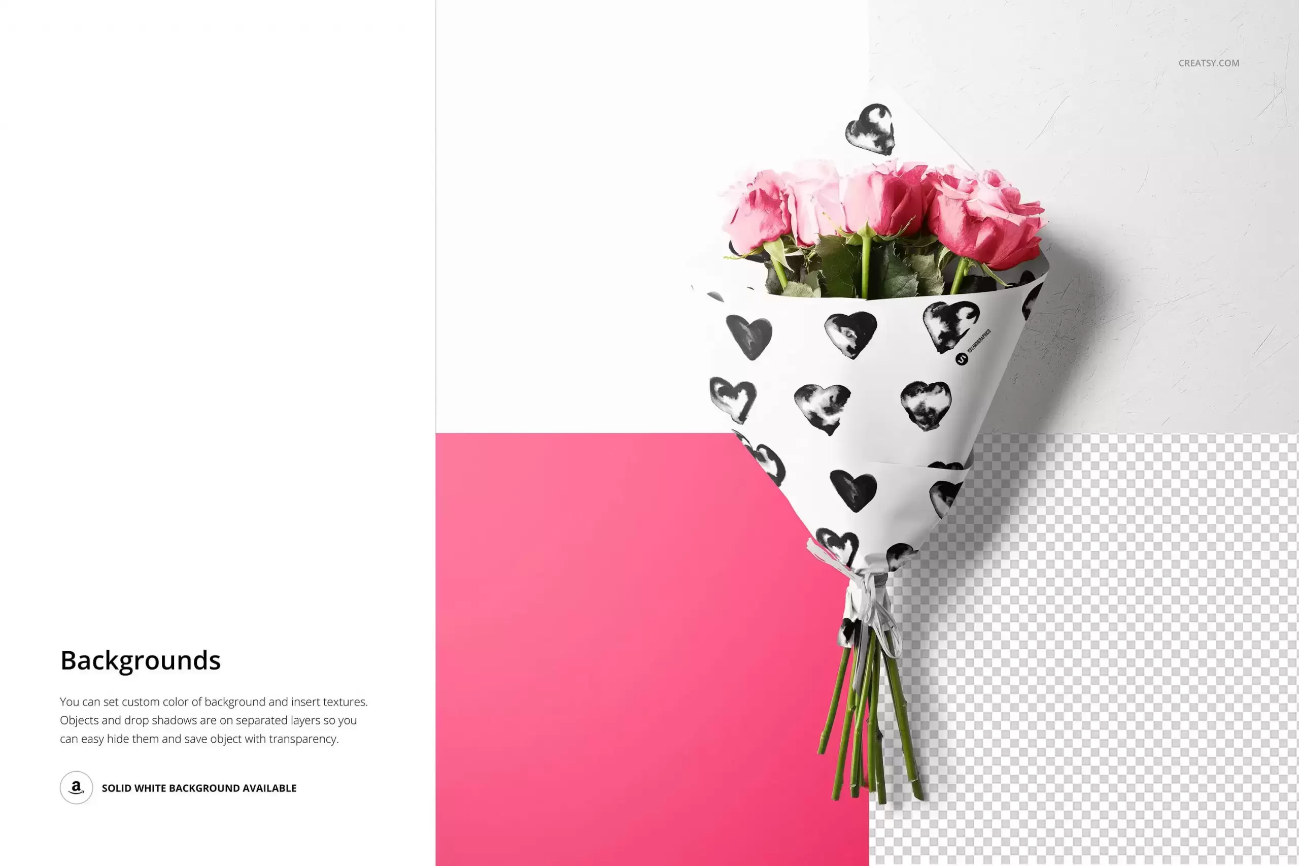 玫瑰花束包装纸图案设计样机免费下载插图1