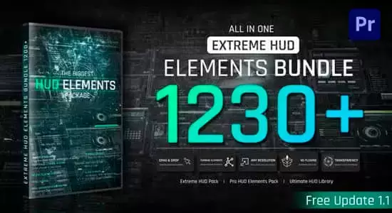 PR模板-1230组未来科技感HUD信息图形UI展示界面动画 Extreme HUD Elements Bundle插图