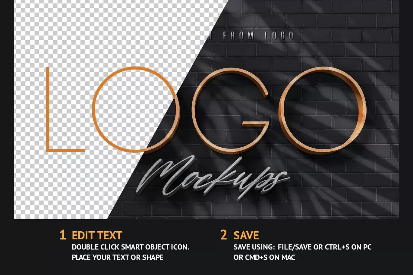 高品质的3D立体logo墙品牌墙VI设计样机展示模型mockups免费下载插图1