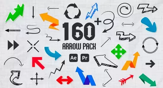 AE/PR模板-160组手绘涂鸦艺术创作箭头图形动画 Arrow Pack插图