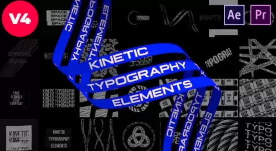 AE/PR模板-创意动态文字标题排版设计动画 Kinetic Typography Elements V4