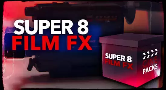 视频素材-8毫米电影胶片边框噪点刮痕纹理闪烁动画 Super 8 Film FX插图
