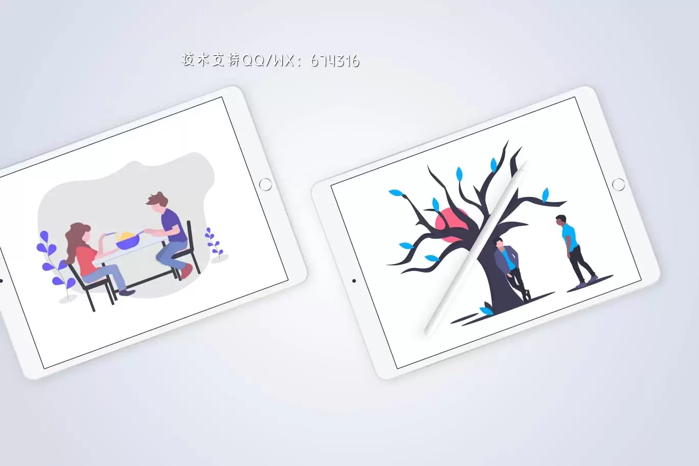 带Apple Pencil样机的Apple iPad-3个APP UI场景样机展示模型mockups免费下载插图2