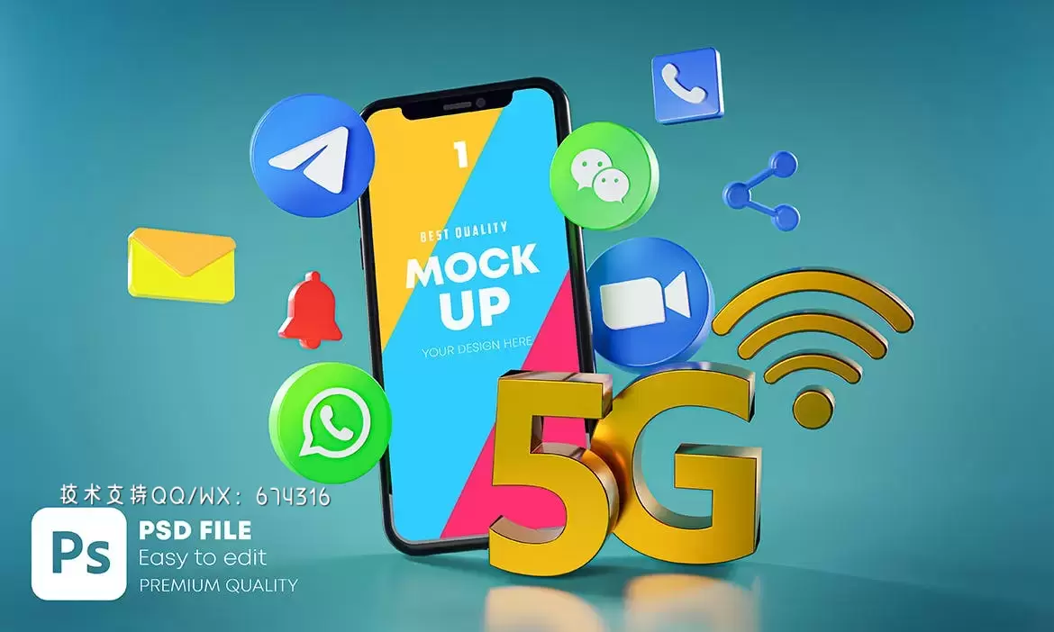 5G最受欢迎的社交媒体电话APP UI样机展示模型mockups下载插图1