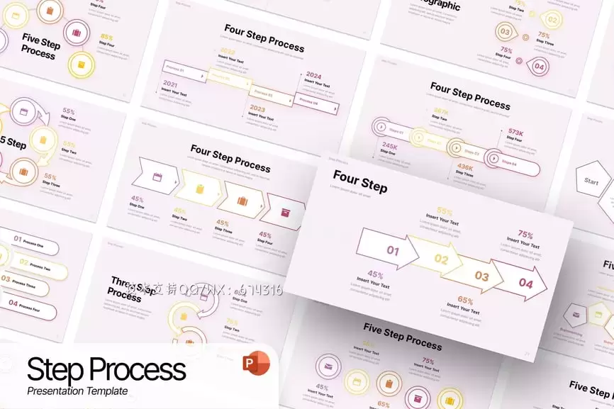 步骤流程信息图PPT模版 (PPTX)免费下载