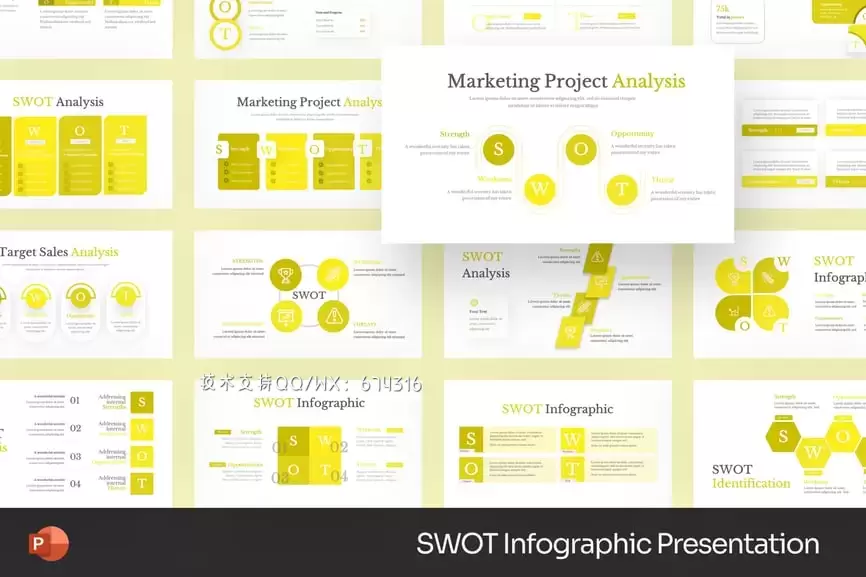 SWOT 信息图PPT模版 (PPTX)免费下载