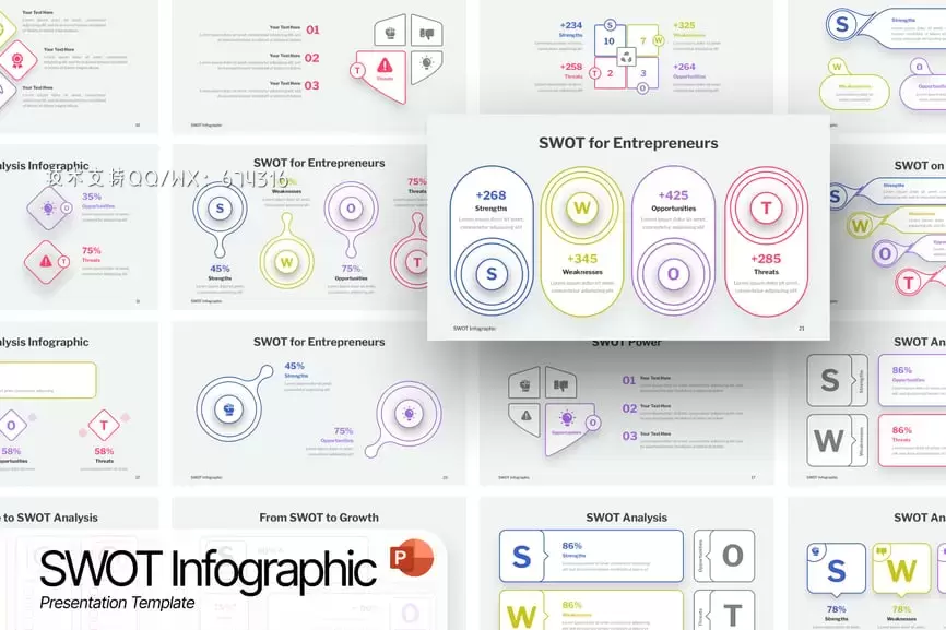 SWOT KPI 线信息图 (PPTX)免费下载