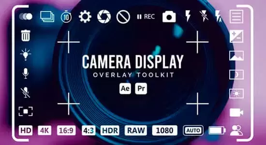 AE/PR模板-摄像机拍摄录制取景框叠加动画工具包 Camera Display Overlay Toolkit