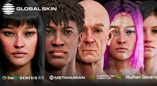 Blender插件-真实人物皮肤着色器材质贴图预设 Globalskin – Ultimate Skin Shader