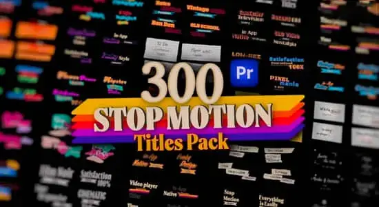 PR模板-300个复古定格卡通纸张婚礼文字标题动画 Stop Motion Text Overlays Pack