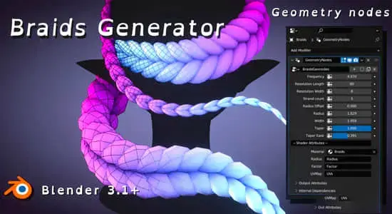 Blender插件-头发辫子制作工具 Braids Generator V5.0.1