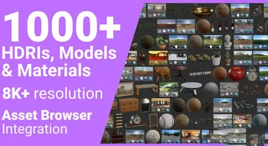 1000种HDRI材质模型预设库Blender插件 Poly Haven Asset Browser V1.1.10