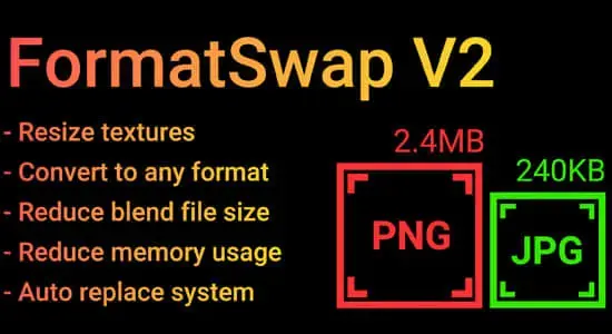 材质贴图格式转换Blender插件 Formatswap V2.0.2 – Texture Converter