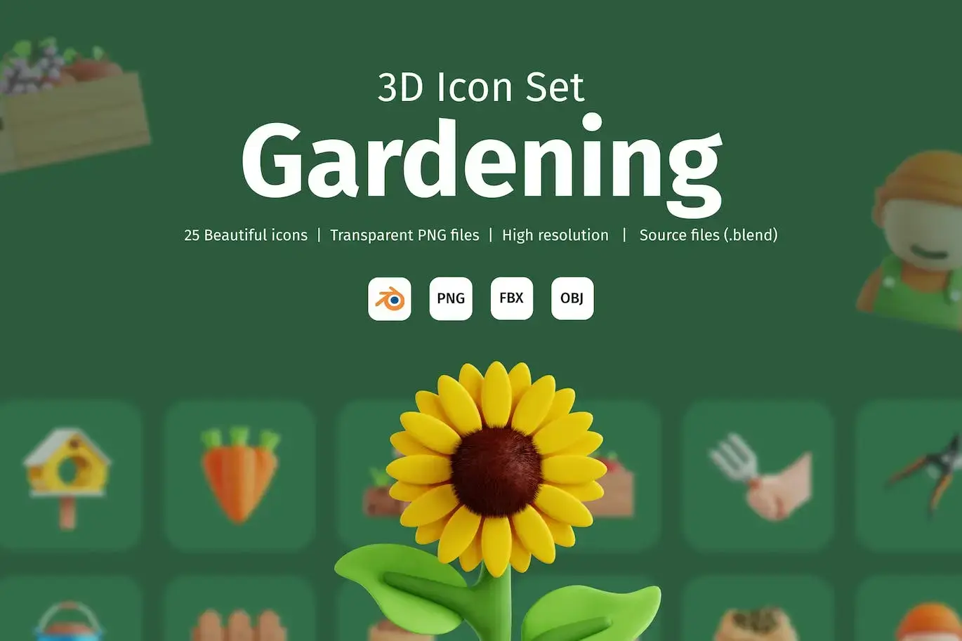 Blender园艺-3D图标集 (PNG,Blend)免费下载