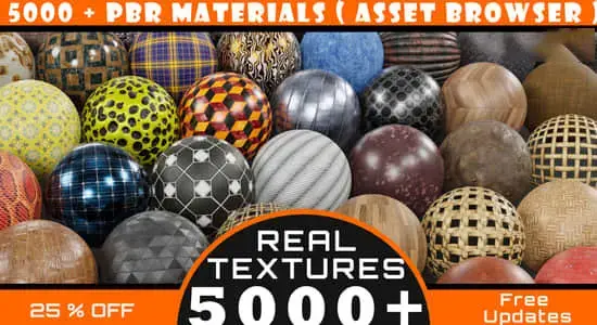 Blender预设-5000种地面木材金属布料石头砖墙塑料PBR材质贴图资产库 5000+ Pbr Asset Browser