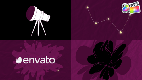 宇宙星空望远镜和星座标志片头XFCPX模板