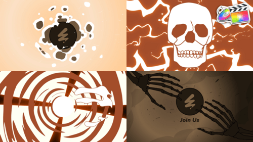 用于FCPX模板的双桨和骨骼LOGO标志