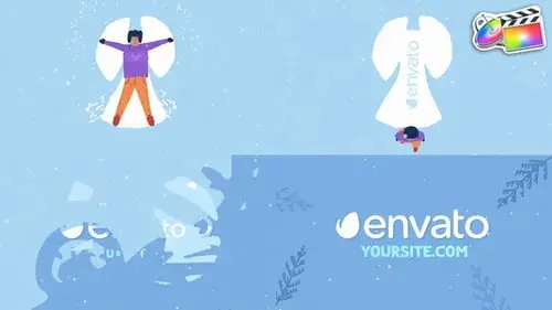 卡通雪天使标志冬季运动FCPX模板