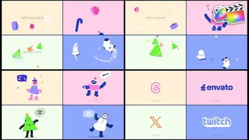 FCPX模板的新年变形人物标志片头