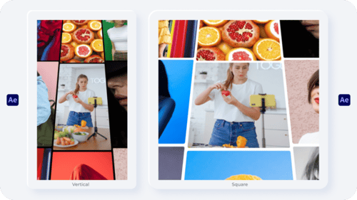 多屏幕网格过渡-垂直和方形AE模板