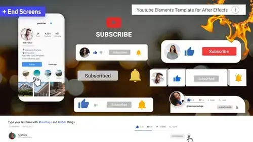 YouTube订阅各种元素动画AE模板