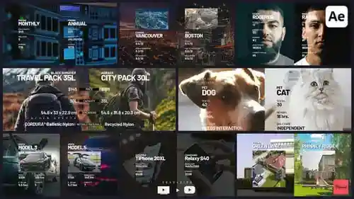 各种带标题视频对比前特效画面AE视频