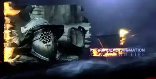 爆炸性电影幻灯片片头素材带有动态火转换游戏和战场AE视频