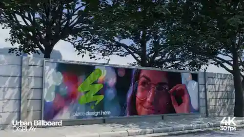 城市街道广告牌模型3d和广告AE视频