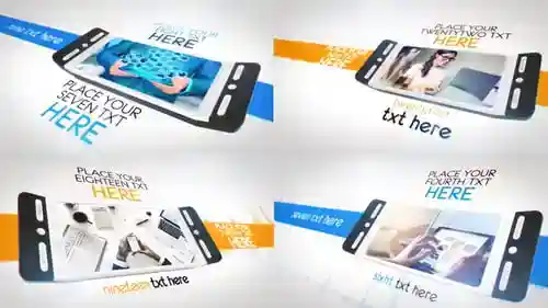 动态移动演示:智能手机内容展示Mobile和背景音乐AE视频