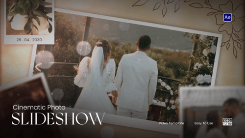 优雅浪漫的婚礼相册幻灯片为珍贵的回忆电影幻灯片和相机AE视频