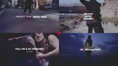 快节奏的小故障标题视频卷轴和小故障AE视频