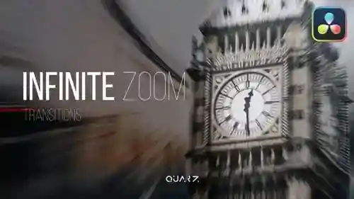 无缝无限缩放过渡动态视频项目徽标缩放和无缝过渡达芬奇模板