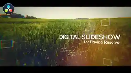 DaVinci Resolve的数字幻灯片，片头英尺。数字与几何与DaVinci Resolve达芬奇模板兼容